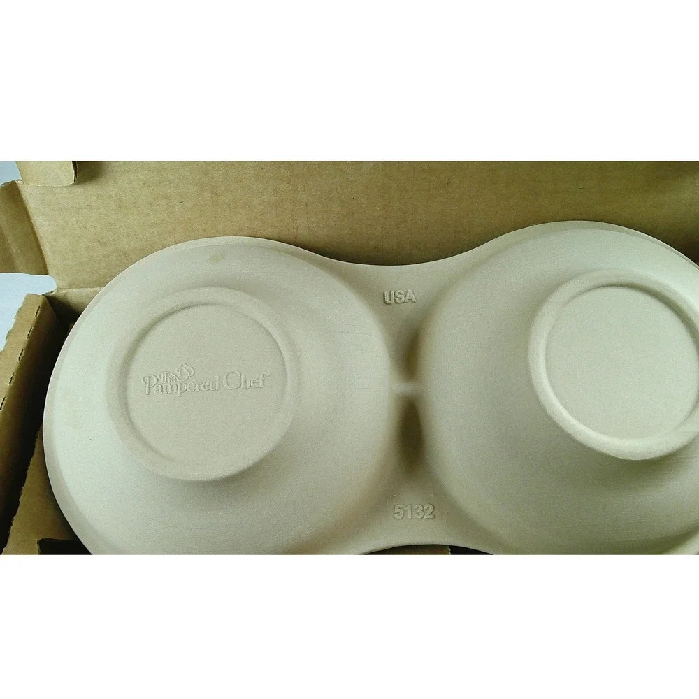 The Pampered Chef Microwave Egg Cooker 1372 Natural‎ Stoneware Made in USA New